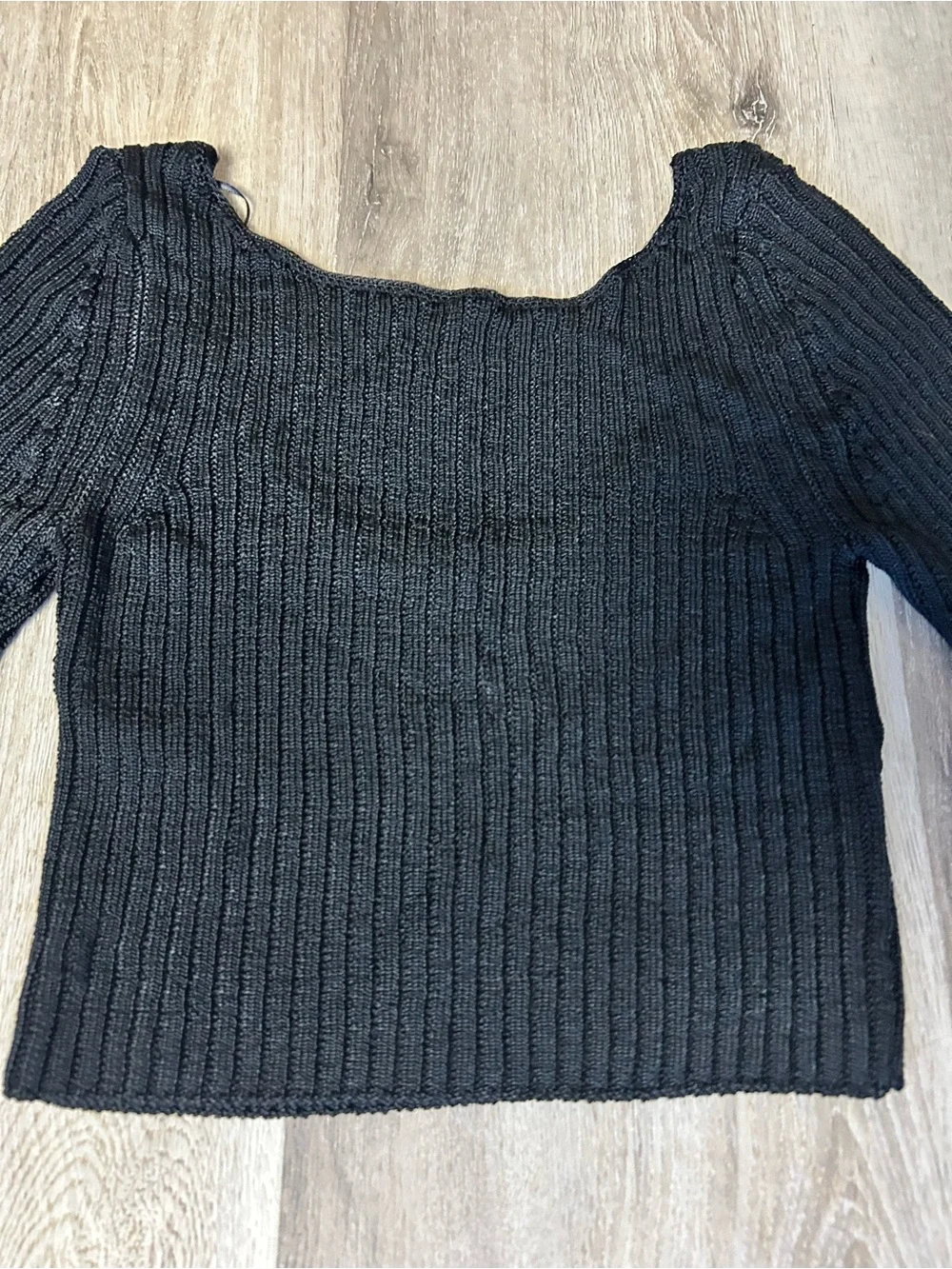 Free People Black Ribbed Knit Cropped Top - Women's NWOT